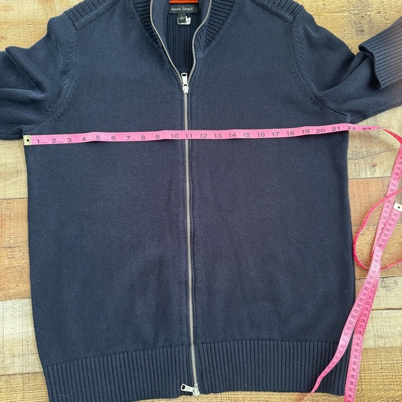Banana Republic Full Zip Cotton Knit Jacket LARGE Navy Blue - Picture 7 of 7